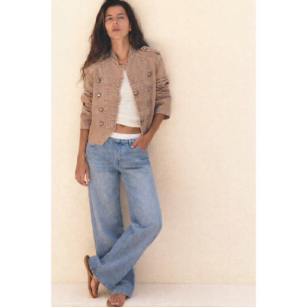 THAKOON Smocked Waist Wide Leg Indigo Denim Jeans NWT Sz 6 Retail $385